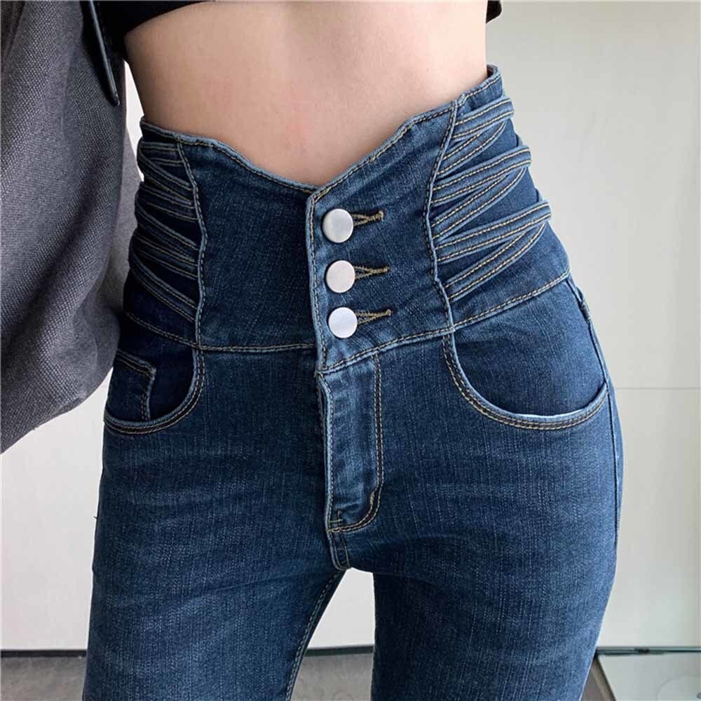 High Waist Mom Jeans Women Boyfriends Straight Elastic Femme Cotton Slim Vintage 2022 Trend Denim Pants Vaqueros Muj